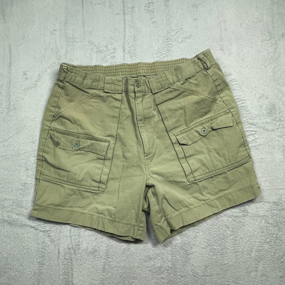 Sportif USA Cargo Shorts Men 34 Green Olive Cotton Canvas Utility Hiking Outdoor